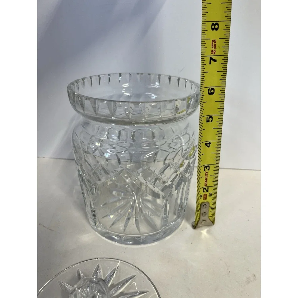 Waterford Lismore Biscuit Barrel Cookie Jar w/Lid Vertical Cut Crystal Inscribed